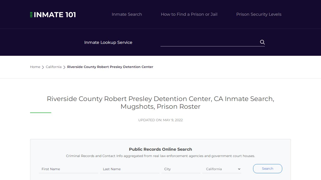 Riverside County Robert Presley Detention ... - Inmate Lookup