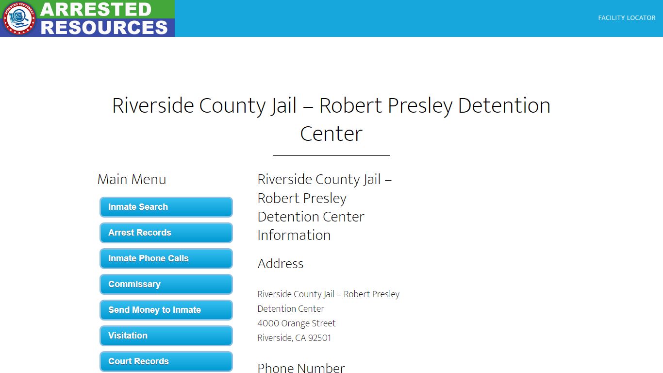 Riverside County Jail - Robert Presley Detention Center ...